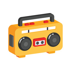 Trendy 2d icon of stereo playing beach music