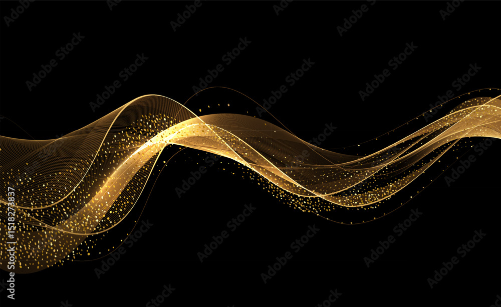 Poster Abstract shiny color gold wave design element