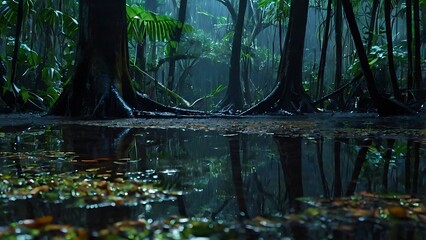 reflection of trees in water
