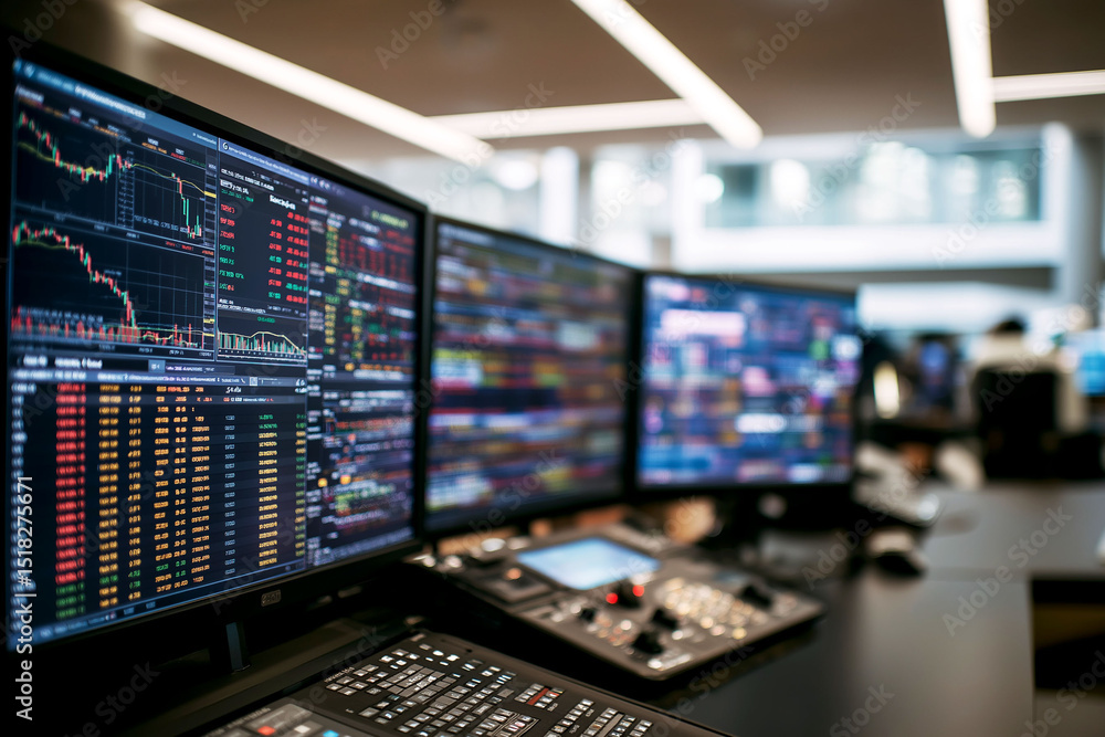 Aufkleber carbon trading. stockbroker terminal displaying live co2 credit values and data analysis.