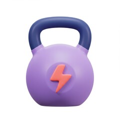 3d kettlebell icon energy fitness symbol isolated on white background