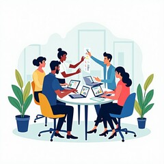 Fototapeta premium Vector illustration business people meeting
