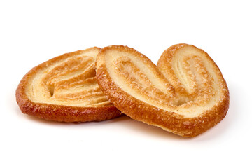 Palmiers Cookies, French Pastry, isolated on white background