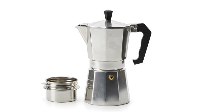 Traditional Cuban Coffee Maker (Cafetera) Isolated on White Background