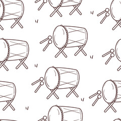 seamless pattern cartoon bedug or drum for Moslem to celebrate Eid. cute pattern for wallpaper, background