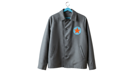 Isolated Gray Jacket with Star Patch