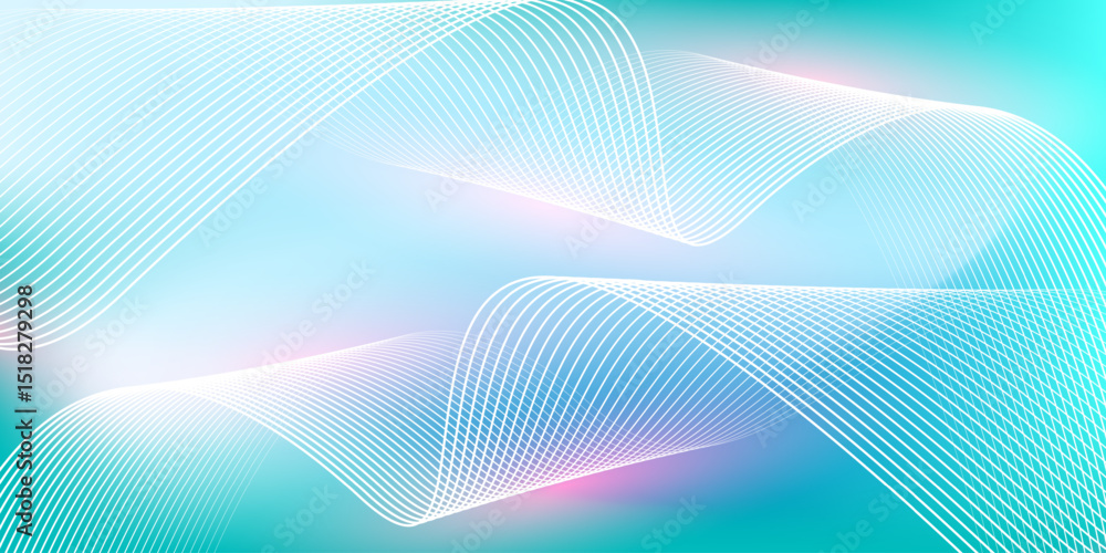 Wall mural abstract blue gradient background with shining lines waves. minimalist background for banner, poster
