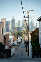 residential area and skyscrapers of los angeles