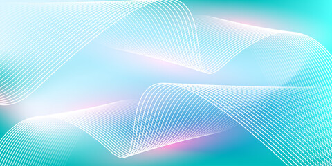 Abstract blue gradient background with shining lines waves. Minimalist background for banner, poster, cover, brochure, flyer, website