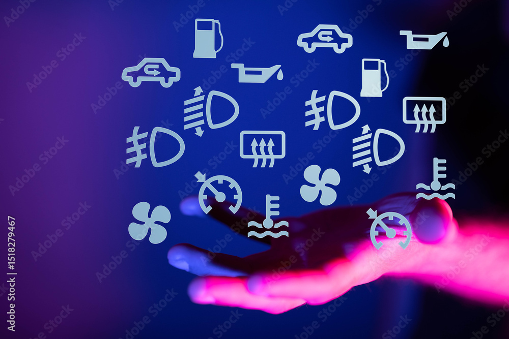 Poster Learn to identify and understand common car dashboard warning lights and symbols to ensure safe driving.