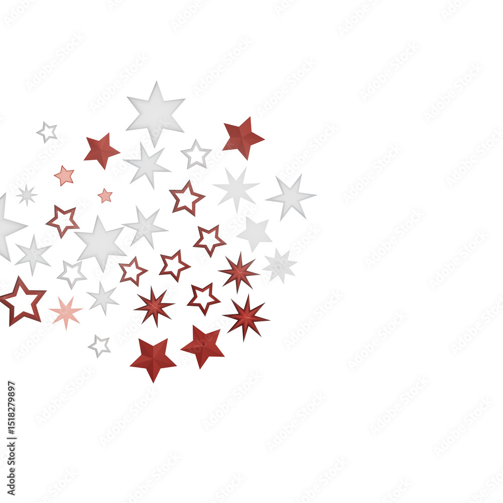 Poster Abstract pattern of red and white stars on a black background.  The stars are arranged in a cluster and the background is dark, creating a sense of depth.