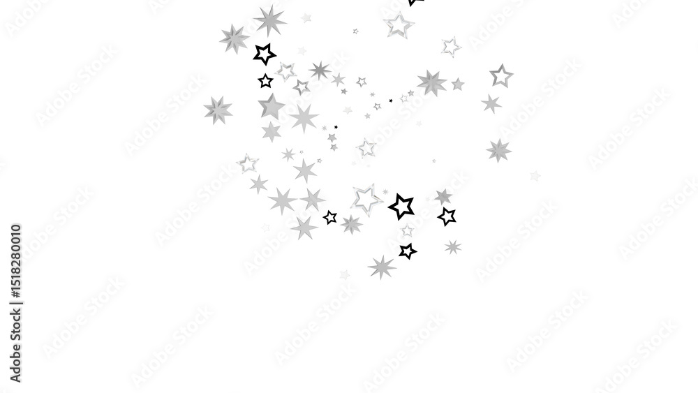 Poster Abstract image of scattered silver stars on a black background. The stars are of different sizes and sparkle, creating a dreamy and magical atmosphere.