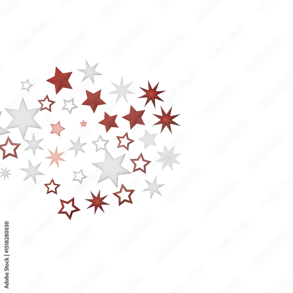 Poster An abstract background with red and white stars on a black background, creating a minimalist and festive feel. The design is simple yet visually engaging.