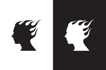 Flaming Hair Silhouette (Female Profile)