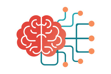 AI Brain Circuit Design Tech Inspired Digital Artwork on White Background