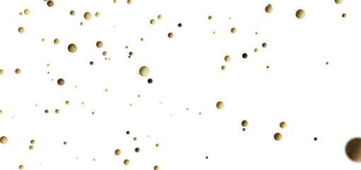 Soft beige and brown spheres float on a white background. Ideal for presentations or websites.