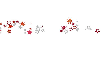 Festive background with red, silver, and orange stars. Perfect for holidays or celebrations.