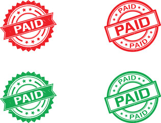 Obraz premium Four red and green paid stamps and seals