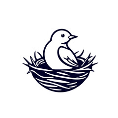 Cute Bird Sitting in a Nest
