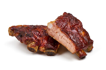 Barbecue Ribs Glazed, isolated on white background