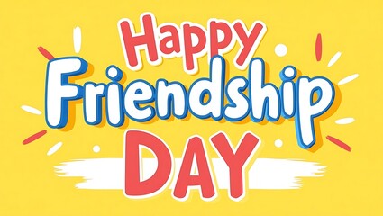friendship day greeting card design with vibrant text on pastel background and red heart symbols perfect for happy international friendship celebration poster banner or social media content