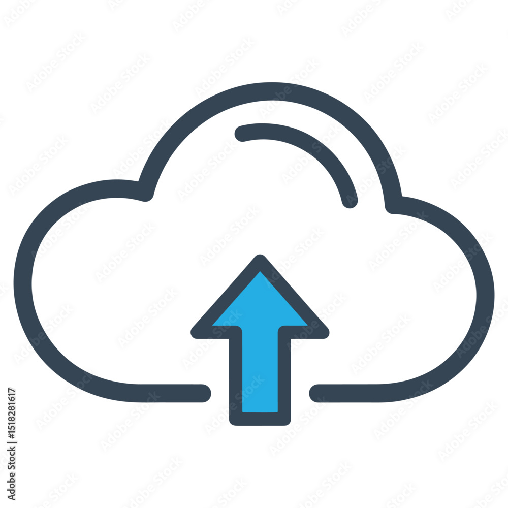 Poster a line drawing of a cloud with an upwardpointing arrow inside it