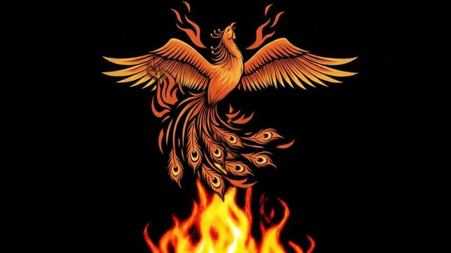 Phoenix bird fire flame illustration