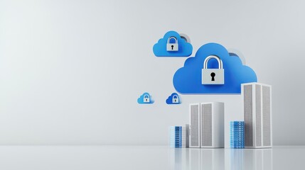 Secure cloud infrastructure with encrypted data storage access controls and scalable computing resources for businesses and enterprises