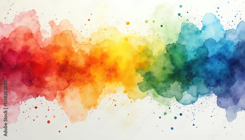 Poster vibrant watercolor abstract background with rainbow colors. artistic splash paint texture, fluid des