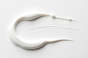 White cosmetic cream texture. Creamy skincare product swatch on white background. smear of paint - obrazy, fototapety, plakaty