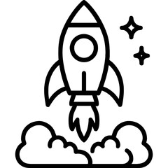 Bold line icon of a space launch