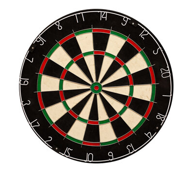 Classic professional sisal dart board isolated on white background.