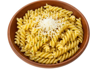 Isolated Bowl of Rotini Pasta with Cheese