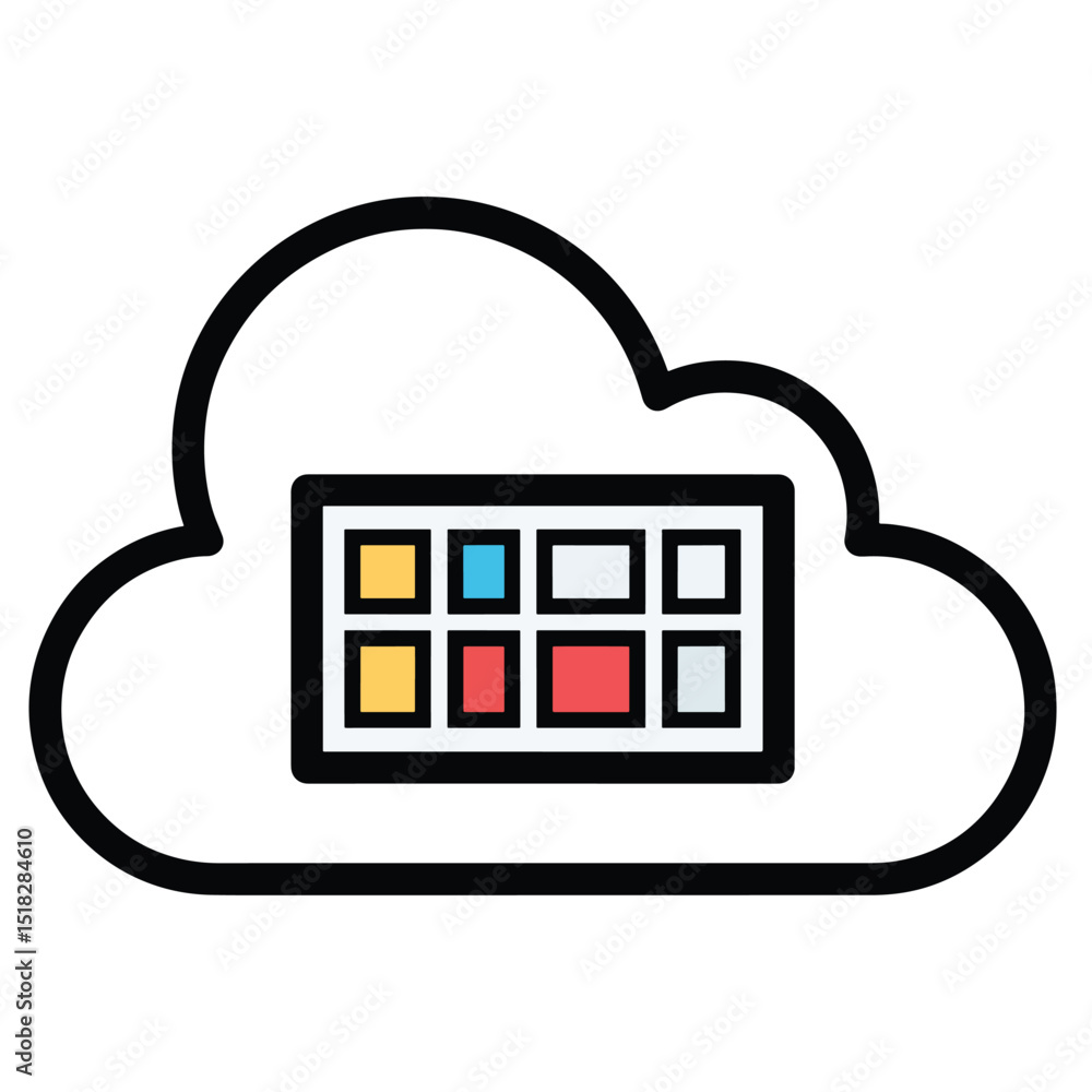 Aufkleber a cloud icon with a grid of colorful squares inside a simple graphic