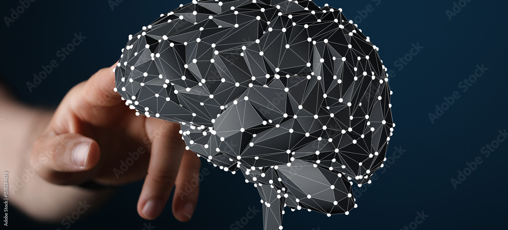 Aufkleber Abstract image of a brain's neural network.  Perfect for AI, technology, and neuroscience concepts.