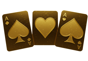 Isolated Gold Ace of Spades Ace of Hearts Playing Cards