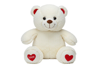 Isolated Teddy Bear Holding Hearts