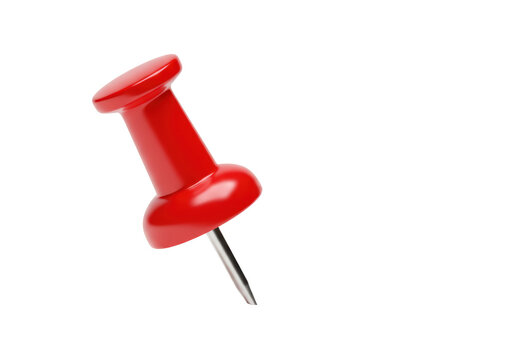 Isolated Red Push Pin with Silver Point