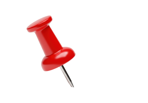 Isolated Red Push Pin with Silver Point