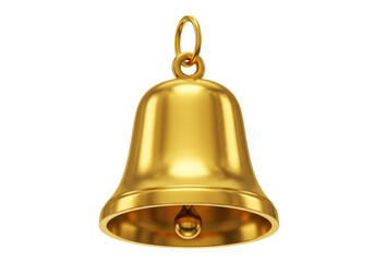 Isolated Gleaming Golden Hand Bell with Detailed Texture