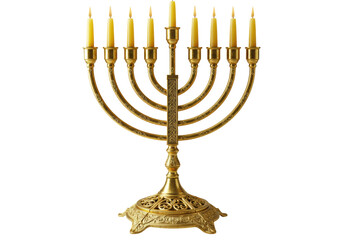 Fototapeta premium Isolated Classic Gold Menorah with Nine Candles