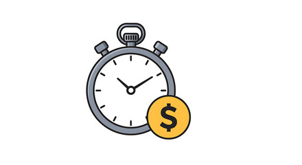 Time is Money:  Stopwatch and Dollar Coin Graphic