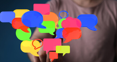 Abstract image of colorful speech bubbles. Ideal for communication, social media, and networking concepts.