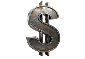 Isolated Rusty Dollar Sign with Distressed Texture
