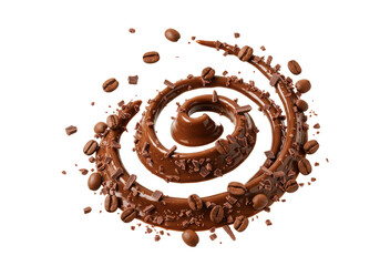 Isolated Whirl of Chocolate Cream with Coffee Beans