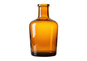 Isolated Empty Amber Glass Bottle