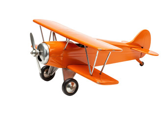 Isolated Orange Toy Biplane Vintage Model