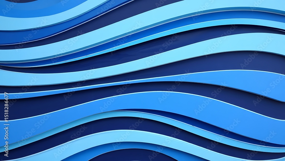 Aufkleber abstract blue wave pattern layered curves and dynamic flow design