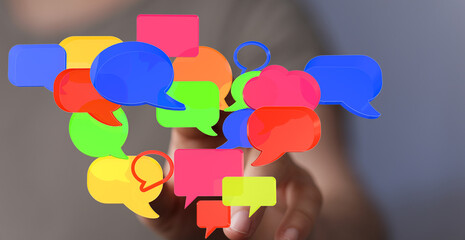 Abstract image of colorful speech bubbles, representing communication, conversation, and connection.