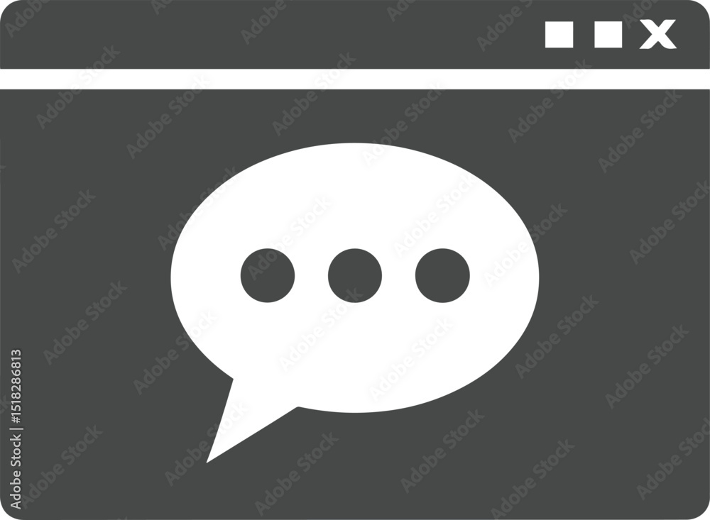 Poster grey icon of a dialog box with three dots inside set within a computer window